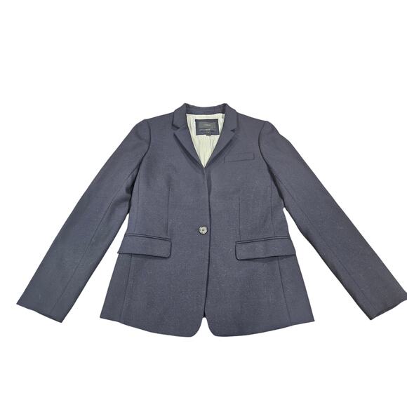 J.Crew Regent Navy Wool One Button Blazer Jacket Size 6 Lined Classic Workwear - Picture 1 of 6